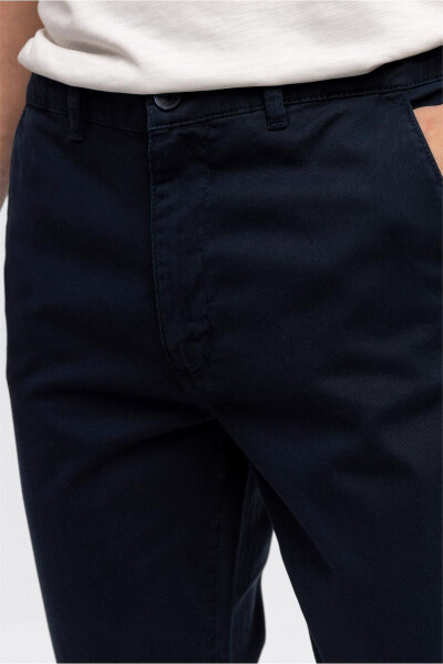 Navy Slim Fit Cotton Chino Pants - 4