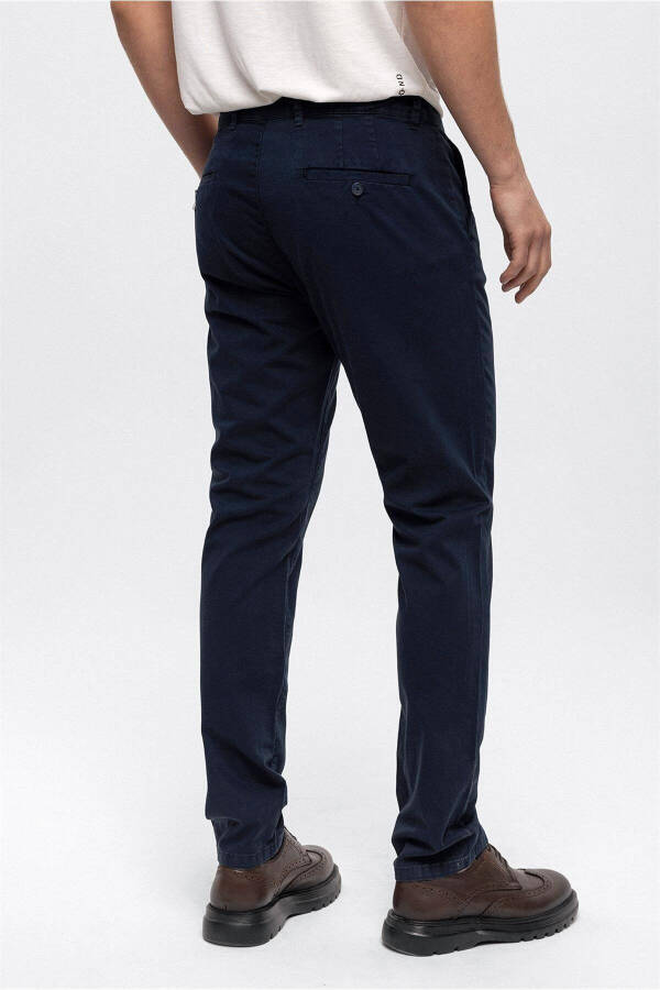 Navy Slim Fit Cotton Chino Pants - 5