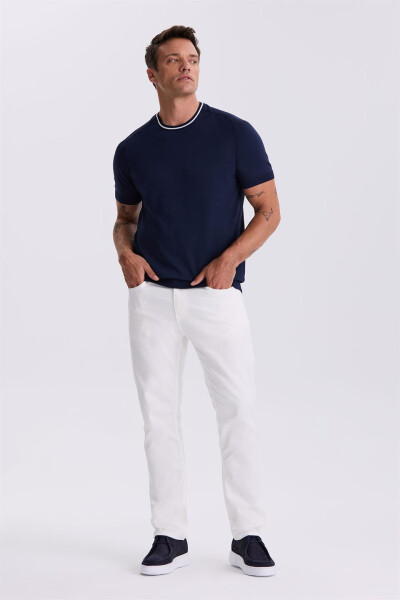 Navy Slim Fit Knit Crew Neck T-Shirt - 1