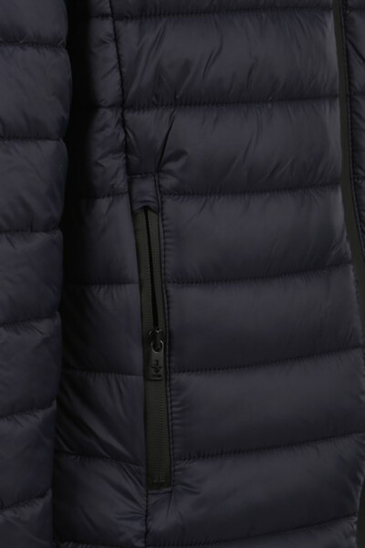 Navy Slim Fit Mandarin Collar Puffer Jacket - 13