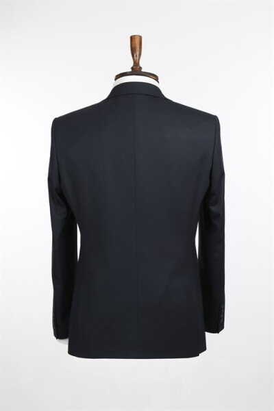 Navy Slim Fit Peak Lapel Bamboo Suit - 11