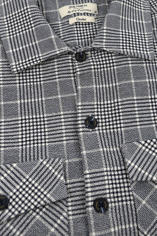 Navy Slim Fit Plaid Cotton Shirt - 10