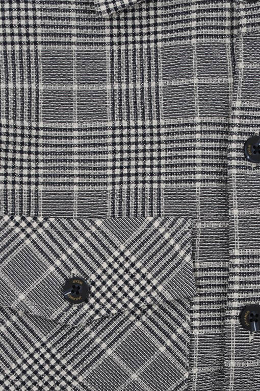 Navy Slim Fit Plaid Cotton Shirt - 11