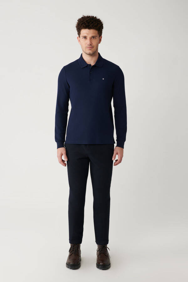 Navy Slim Fit Polo Collar Sweatshirt - 6