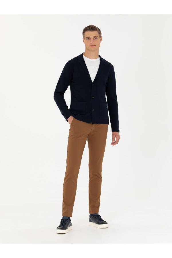 Navy Slim Fit V-Neck Knit Cardigan - 4