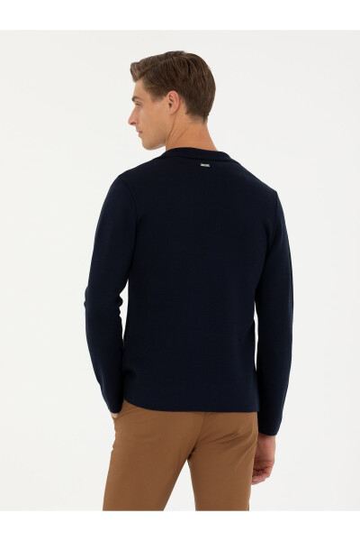 Navy Slim Fit V-Neck Knit Cardigan - 5