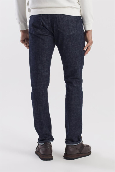 Navy Slim Fit Washed Cotton Jean Pants - 4