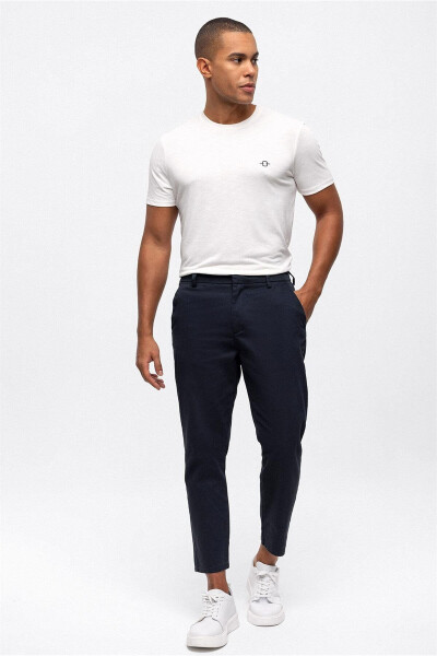 Navy Smart Fit Cotton Chino Pants - 1