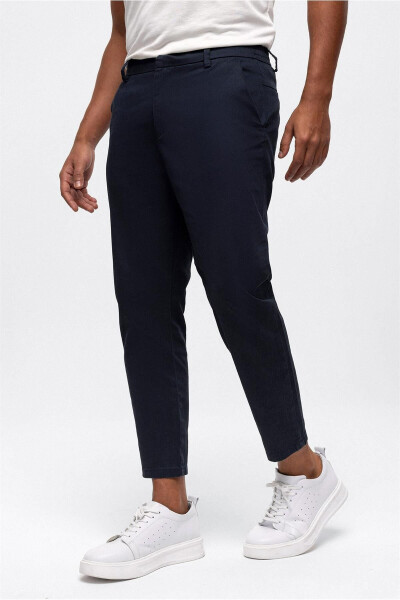 Navy Smart Fit Cotton Chino Pants - 3