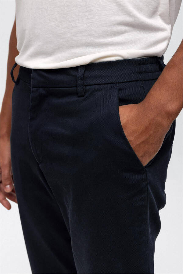 Navy Smart Fit Cotton Chino Pants - 4