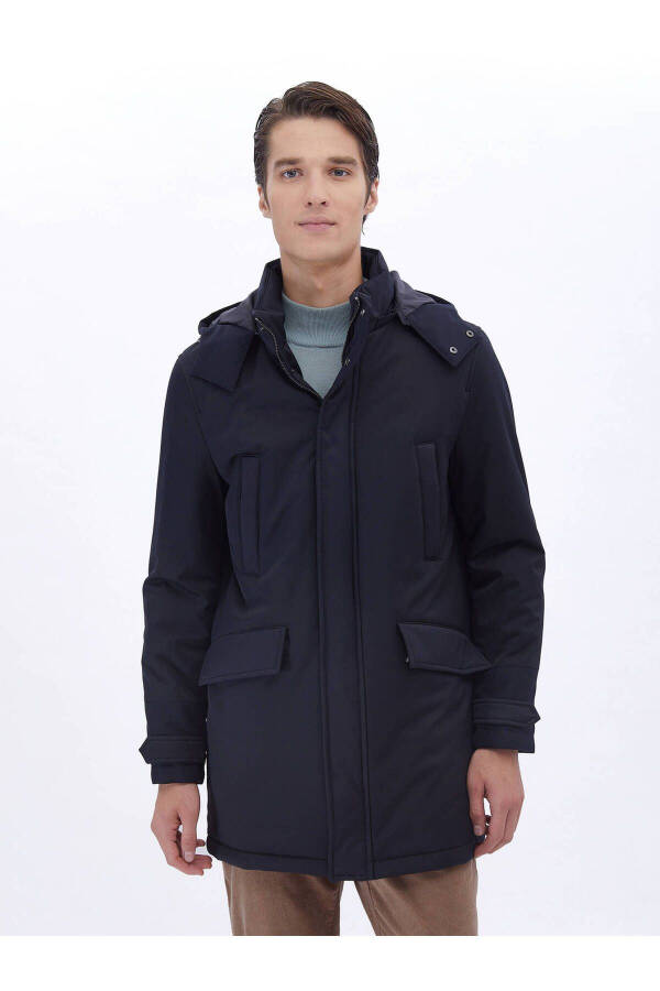 Navy woven coat - 1