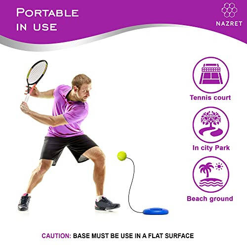 NAZRET Tennis Trainer Rebounder Set – Solo Tennis Trainer Practice Equipment with a Headband, Wristbands, Drawstring Bag, 3Balls, 3Ropes & 1 Base – Solo Tennis Trainer - 6