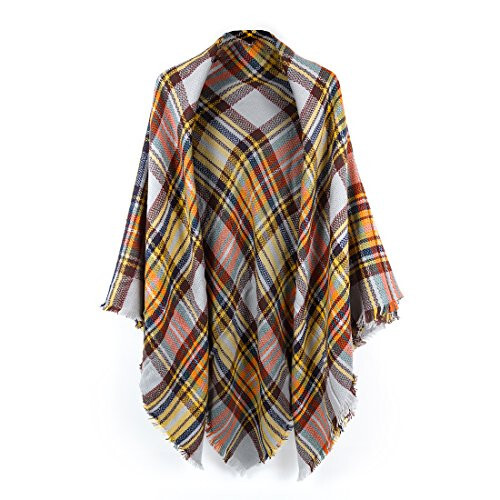 Neal LINK Women's Plaid Scarf Blanket Wrap Oversized Chunky Scarves Tartan Shawls - 1