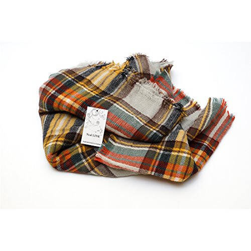 Neal LINK Women's Plaid Scarf Blanket Wrap Oversized Chunky Scarves Tartan Shawls - 5