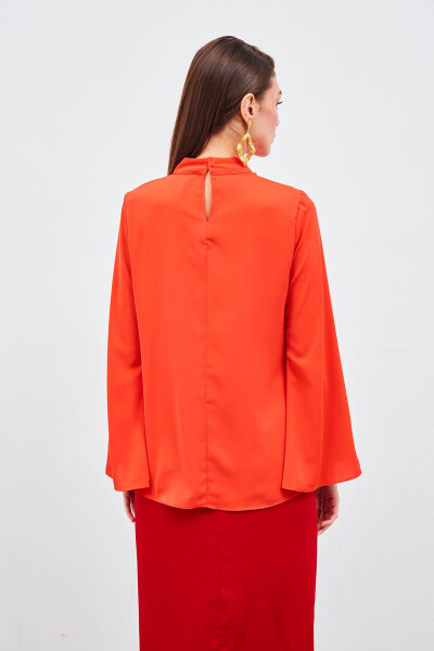 Necklace Spanish Sleeve Blouse - Coral - 5