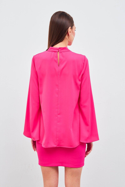 Necklace Spanish Sleeve Blouse - Fuchsia - 5