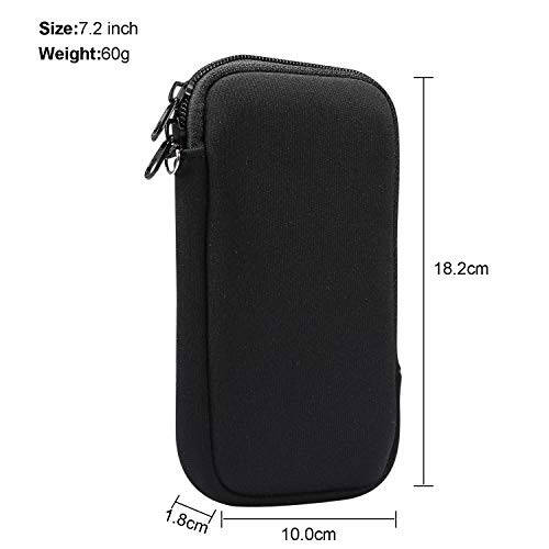 Neoprene Shock Absorbing Proof Pouch Large Cell Phone Sleeve Case Cover w Zipper/Neck Strap for iPhone 14 Plus Samsung Galaxy Note20 Ultra S22 Ultra A13 A03 A23 Moto G Power 2022 LG Stylo 6 (Black) - 5