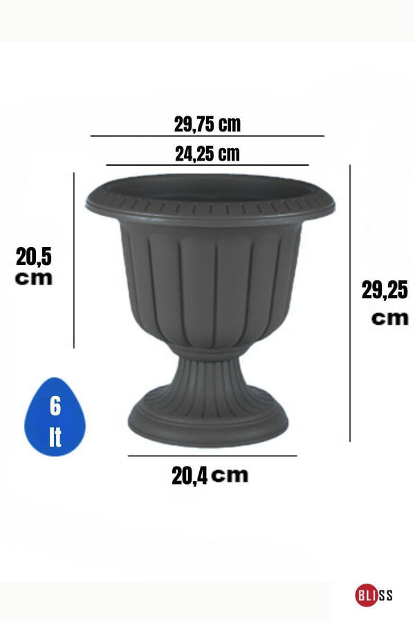 Nergis Decorative Anthracite Legged Pot Plastic Flower Pot - 2