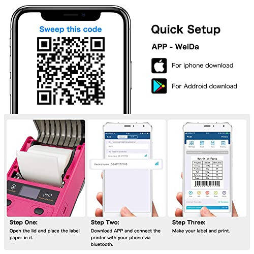 NetumScan Wireless Barcode Scanner with Stand & Label Maker Portable Bluetooth Thermal Label Printer Compatible with Android & iOS System Apply to Labeling, Address, QR Code, Barcode, Cable and more - 3