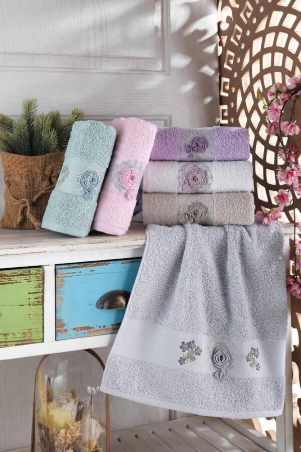 Nevresim Dünyası NH Liva Colorful Hand-Embroidered 6-Piece Towel 50x90cm - 2