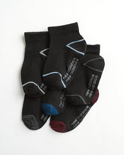 New Balance Baby Boys' Socks - 12 Pack Quarter Cut Non-Skid Gripper Socks (Infant/Toddler) - 27