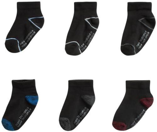 New Balance Baby Boys' Socks - 12 Pack Quarter Cut Non-Skid Gripper Socks (Infant/Toddler) - 28