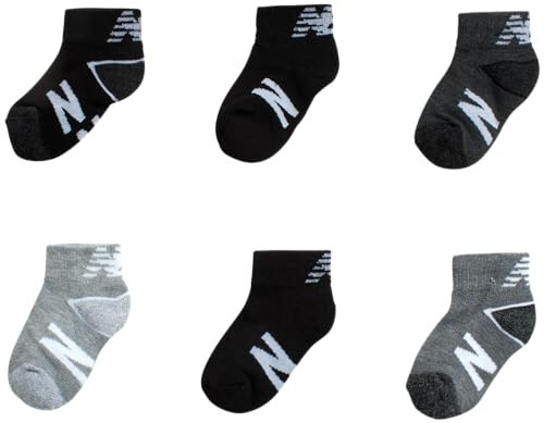 New Balance Baby Boys' Socks - 12 Pack Quarter Cut Non-Skid Gripper Socks (Infant/Toddler) - 3