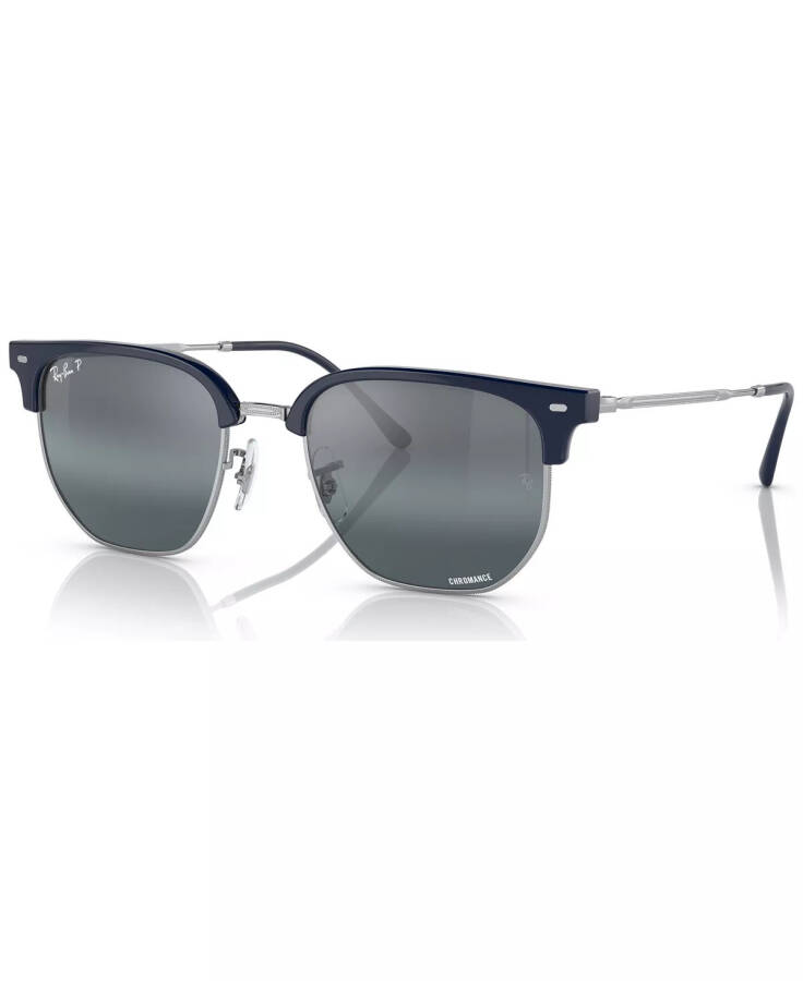 New Clubmaster Polarized Sunglasses, RB4416 Blue on Silver-Tone - 8