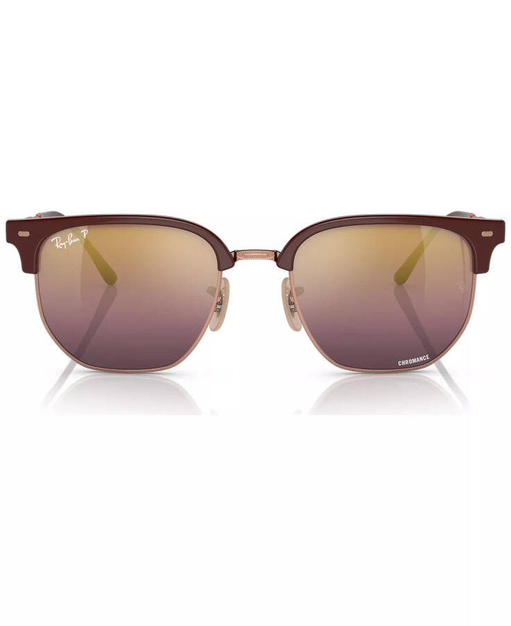 New Clubmaster Polarized Sunglasses, RB4416 Bordeaux on Rose Gold-Tone - 9