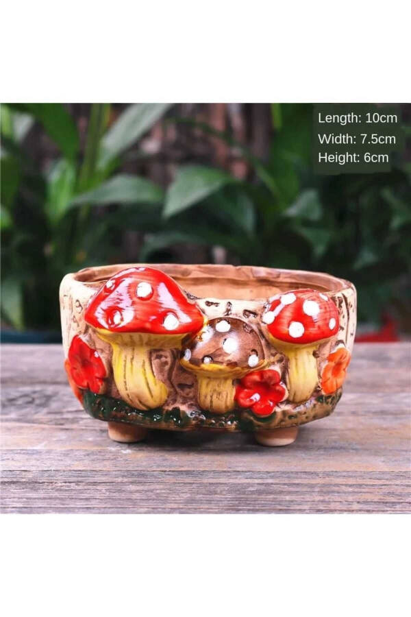 NEW DECORATIVE 5 PCS RETRO MUSHROOM SUCCULENT AND CACTUS POT SET, DISPLAY - 4