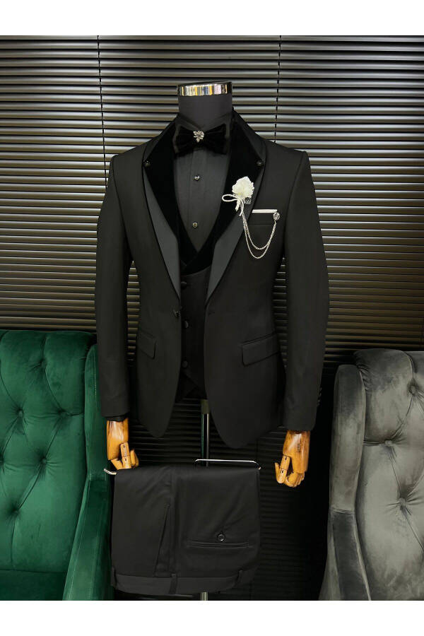 New Full Set Black Groom Suit 017 Model - 3