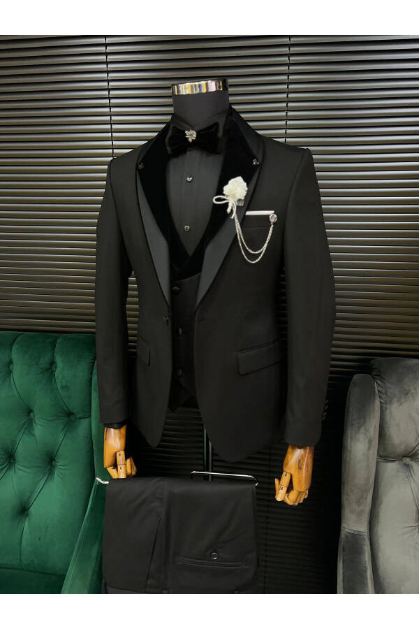 New Full Set Black Groom Suit 017 Model - 4