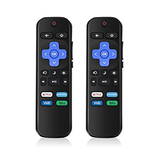 New (Pack of 2) Universal Remote Replacement for Roku TV, Compatible TCL Roku/Hisense Roku/Sharp Roku/Onn Roku/Insignia Roku,with Netflix/Prime Video/VUDU/hulu Shortcut Key - 7