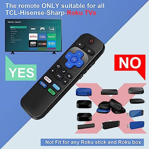 New (Pack of 2) Universal Remote Replacement for Roku TV, Compatible TCL Roku/Hisense Roku/Sharp Roku/Onn Roku/Insignia Roku,with Netflix/Prime Video/VUDU/hulu Shortcut Key - 8