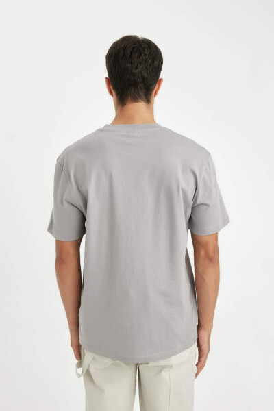 New Regular Fit Crew Neck Basic Short Sleeve 100% Cotton T-Shirt Grey - 7