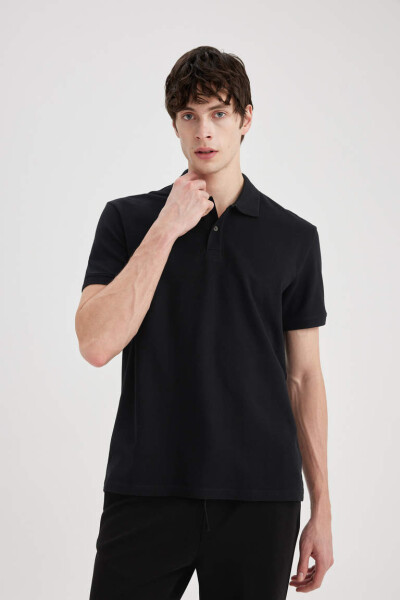 New Regular Fit Short Sleeve Polo Shirt Black - 14