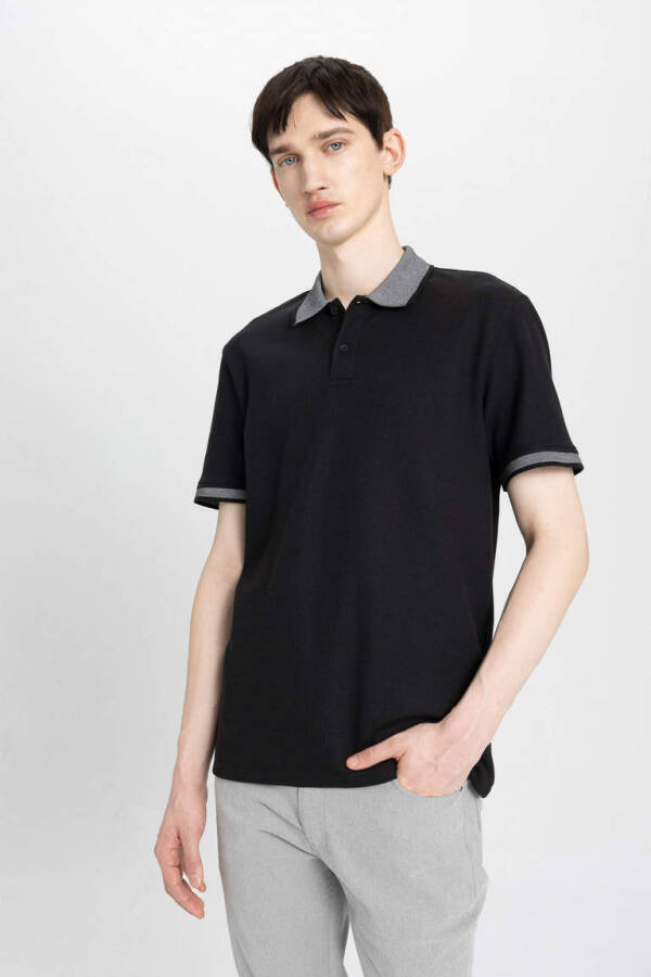 New Regular Fit Short Sleeve Polo Shirt Black - 1