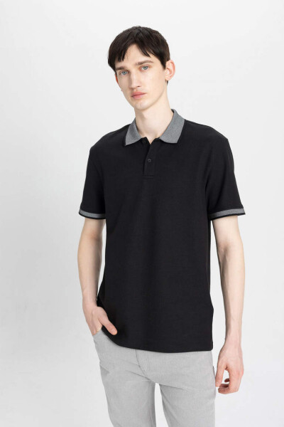 New Regular Fit Short Sleeve Polo Shirt Black - 4