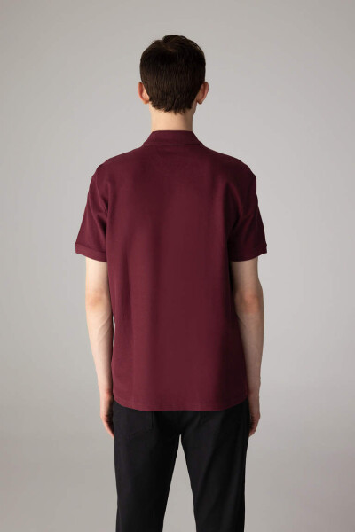 New Regular Fit Short Sleeve Polo Shirt Burgundy - 5