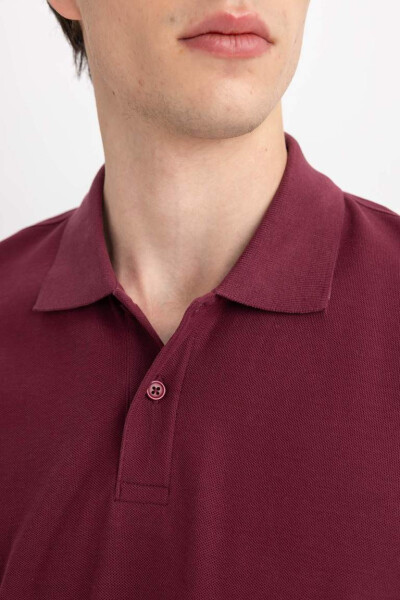 New Regular Fit Short Sleeve Polo Shirt Burgundy - 9