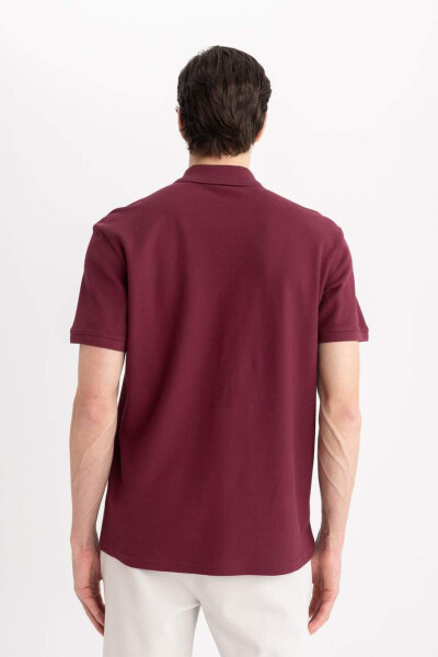 New Regular Fit Short Sleeve Polo Shirt Burgundy - 10