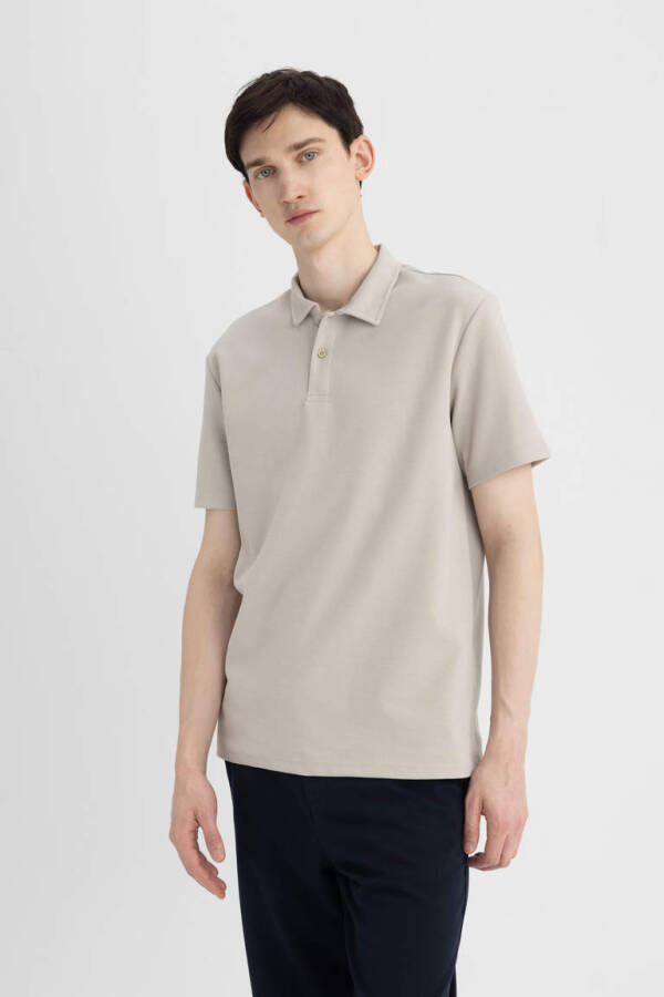 New Regular Fit Short Sleeve Polo Shirt Sand - 4