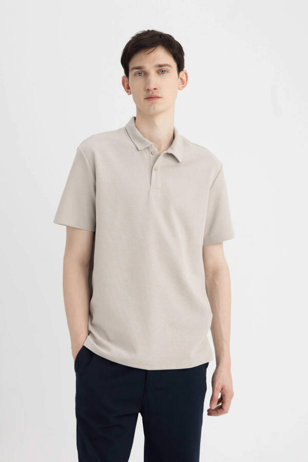 New Regular Fit Short Sleeve Polo Shirt Sand - 8