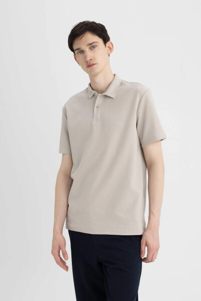 New Regular Fit Short Sleeve Polo Shirt Sand - 9