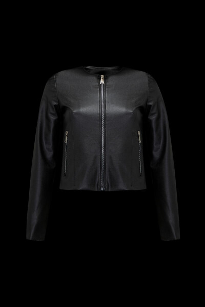 New Season Plain Leather Jacket - 9