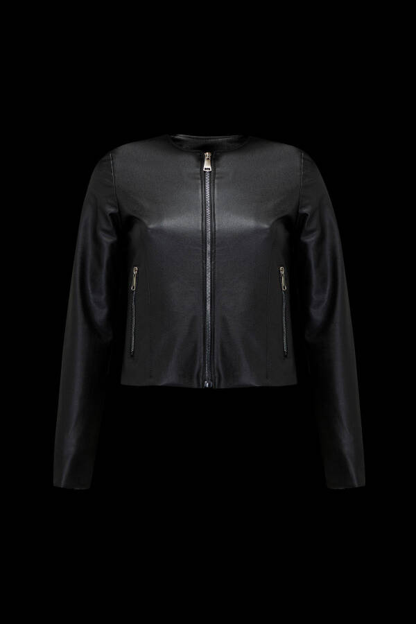 New Season Plain Leather Jacket - 9