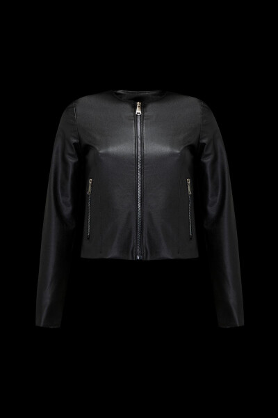 New Season Plain Leather Jacket - 4