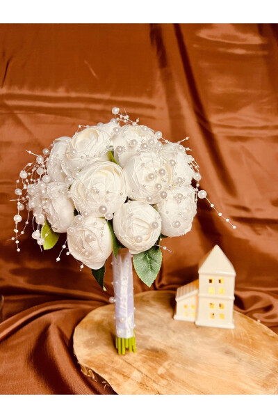 New Season Snow White Peony Pearl Bridal Bouquet Flower - 8