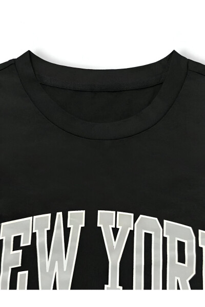 New York Baskılı Alt Üst Takım Şort & T-shirt - 2