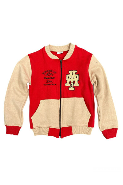 New York State Embroidered Thistle Boys Red College Jacket Hoodie - 1